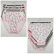 LAURA ASHLEY 5 Pack Women's M L Logo Cotton Tag Free Panties White Pink Gray