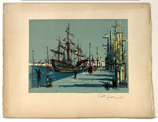 Jean CARZOU "Le port" - 1954 - Lithographie signée