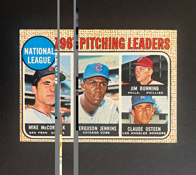 1968 Topps - 1967 Pitching Leaders NL #9 McCormick Jenkins Bunning Osteen EX
