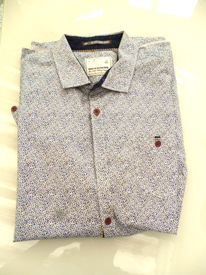 Hemd Herren in weiß/blau/weinrot Kurzarm Gr. XL von No Express