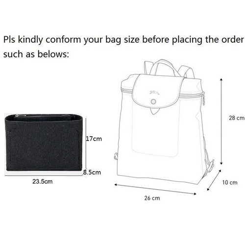 NEW Purse Organizer Insert Bag W/ Zippers For Longchamp Le Pllage Backpack UK - Picture 5 of 10
