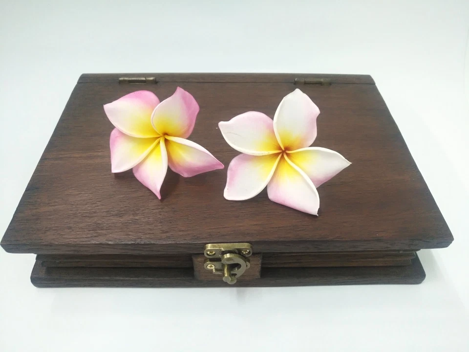 Wooden Box Book Shaped Teak Handmade Trinket Storage Collectibles Gift Vintage - Image 2 of 4