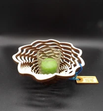 NIB Baltic By Design Laser Spiral Cut Wood Votive Candle Holder Made In Maine