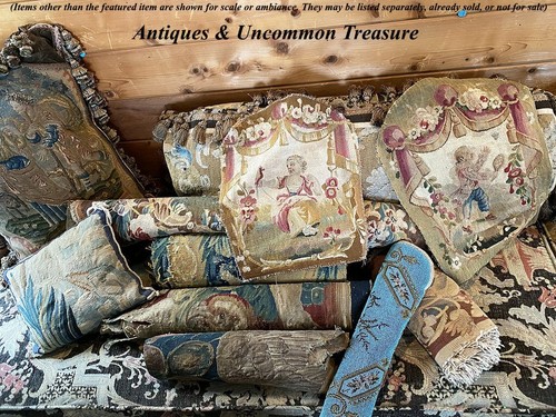 PAIR: Antique Aubusson or Gobelin Wool & Silk Woven Chair Back Panels for Pillow - Picture 11 of 12
