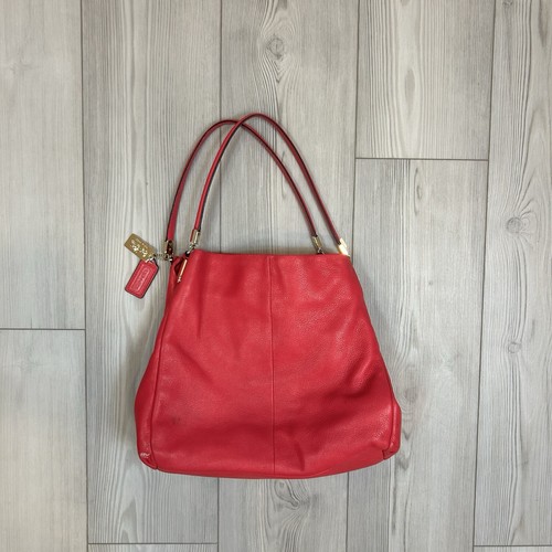 COACH Madison Phoebe Shoulderbag Hot Pink & Gold Hardwear Pebbled Leather