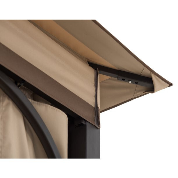 Sunjoy Darien 12 ft. x 12 ft. Steel Gazebo with 3-tier Tan and Brown Canopy