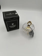 Killarney Crystal Ireland 22K Finish Trinket Dish w/Green Stone Ring With Box
