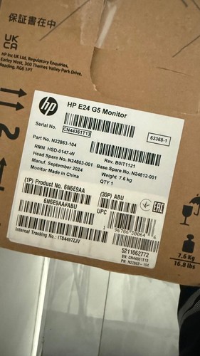 HP E24 G5 (23.8" ) Full-HD IPS Business Monitor BRAND NEW BOXED - Afbeelding 3 van 7