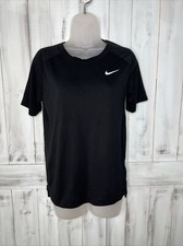 WOMENS NIKE RUNNING DRI FIT BLACK MESH BACK SHORT SLEEVE SOFT ACTIVE T-SHIRT SM