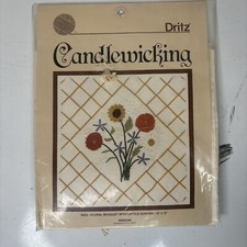 VTG Dritz Candlewicking Floral Lattice 12" x 12" Pillow Kit 9033 Flower Bouquet