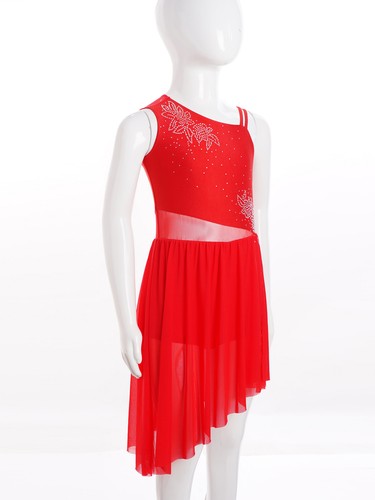 Kids Girls Dresses Asymmetrical Dress Photo Props Leotard Dance Unitard Modern - Picture 7 of 49