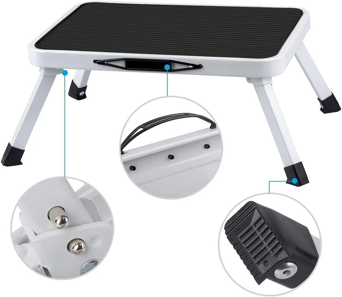 Folding Steel Stool One Step Ladder Built in Handle Drive Medical Sit Footstool