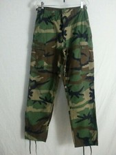 Vtg US Army Military Cargo Pants Camouflage Draw String Opening SM Long  29/33