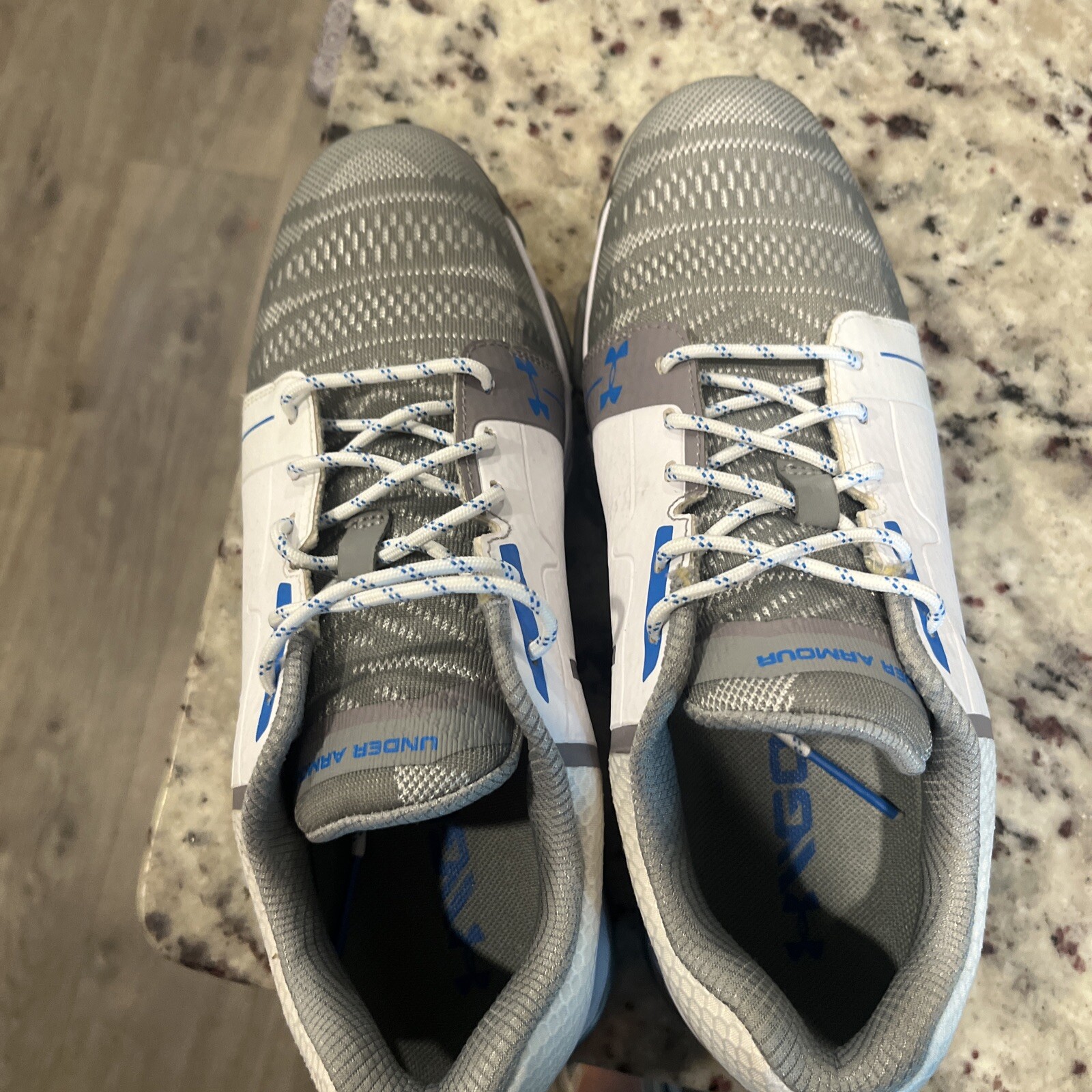 Under Armour UA Tempo Sport Golf Cleats White Grey Blue 1292752-141 Womens 6 thumbnail 7