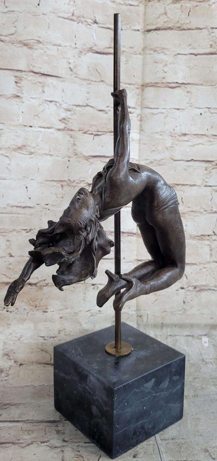 Athletic Pole Dancer Girl Bronze Sculpture Statue Figurine Contemporary Art
