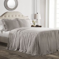 Lush Decor Ruffle Skirt Bedspread Set - 2 Piece Luxurious Farmhouse Bedding S...