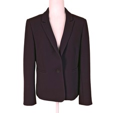 Hobbs London Viviene Pique 1-button Blazer Size 8 Dark Purple Pockets Lined