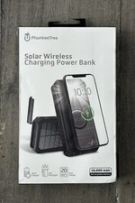PhunkeeTree Solar Wireless Charging Power Bank 10000mAh Rechargeable Battery, LE