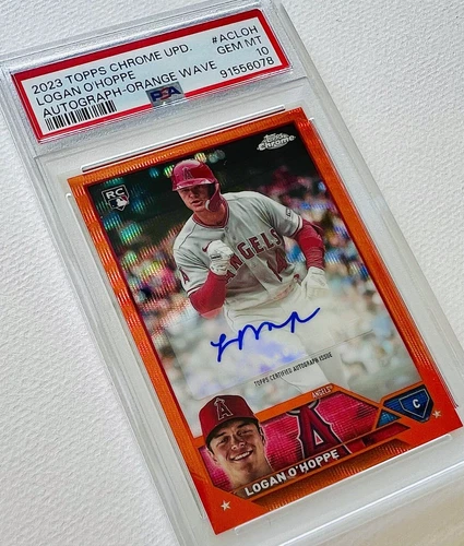2023 Topps Chrome Logan O’hoppe Auto RC Orange Refractor SP #/25 PSA 10 💎 Pop 3