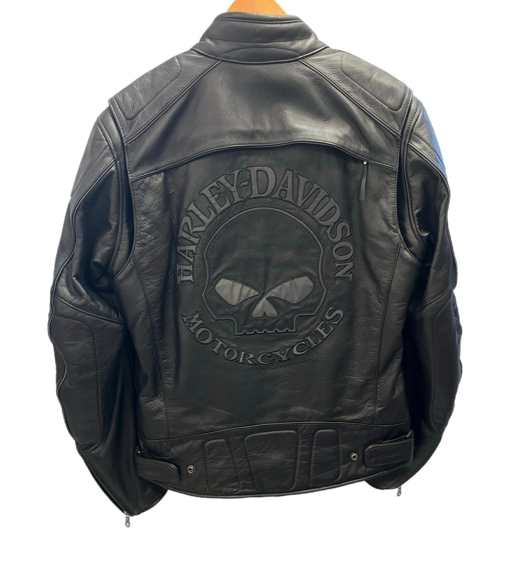 Harley Davidson Back Reflective Skull Leather Jacket Rider Size M
