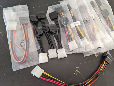 14-PACK SERIAL ATA SATA Hard Drive Power Cables Splitters LOT 12 10 MOLEX 8981
