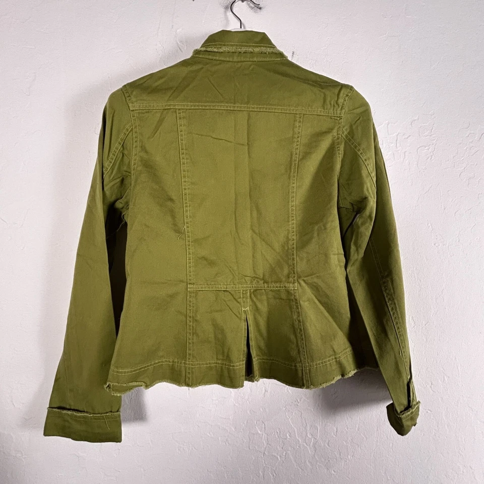 Chaqueta de tul para mujer verde oliva estilo militar XL algodón bolsillos ligera Foto 2 de 4