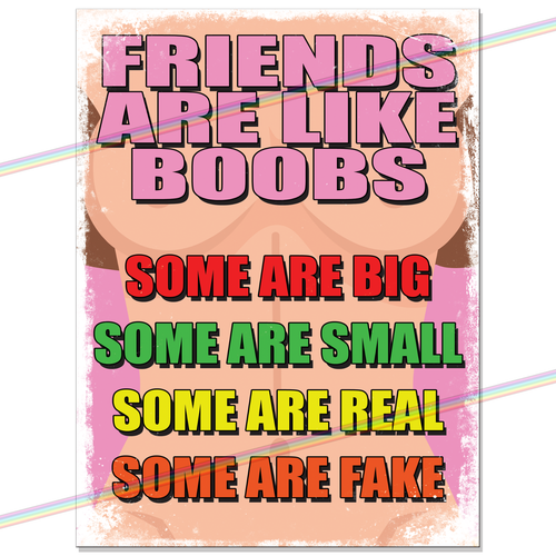 FRIENDS BOOBS Funny Metal Signs Mancave Shed Garage Home Pub Retro Joke Tin Sign - Picture 3 of 3