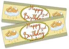 x2 Happy 3rd Birthday Banner Bear Design Children Kids Party Decoration 2