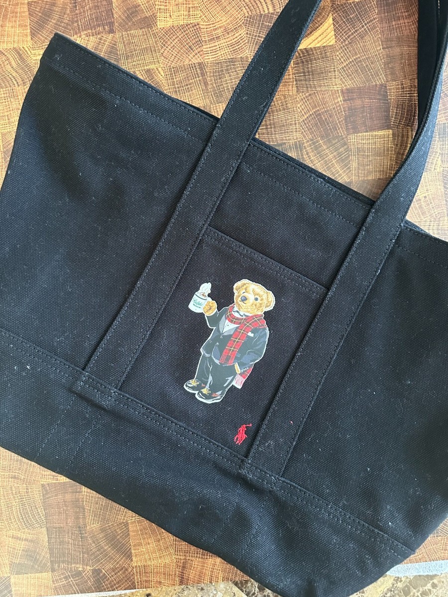 Polo Ralph Lauren Ralph's Holiday Bear Canvas Tote in Black - NWT