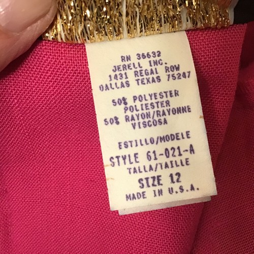VTG 80s Embroidered Hot Pink Magenta Dress 12 Modest Secretary Short Sleeve - Picture 11 of 12