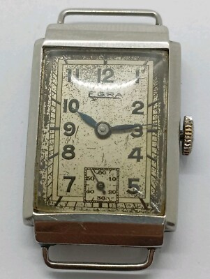 Vintage TANK Egra Acier STAYBRITE Swiss Made Cal. ETA 735 WORKING watch 