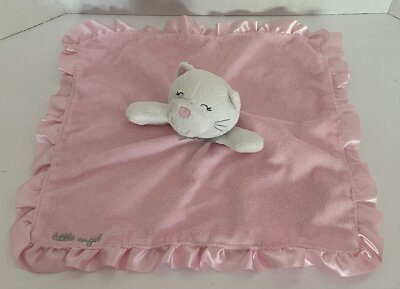 Carter's Pink Satin Back Kitty Cat Rattle Lovey Blanket