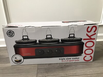 Cooks Triple Slow Cooker 3x1.5 Quart Pots JCPENNEY New Open Box
