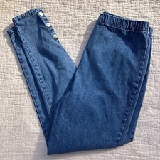 L.A. Blues Womens Denim Capri Pants Elastic Waist Vintage Size 18/20 Snap Accent