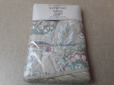 Vintage Springmaid Sateen Autumn Sonata Two Pillowcase Set