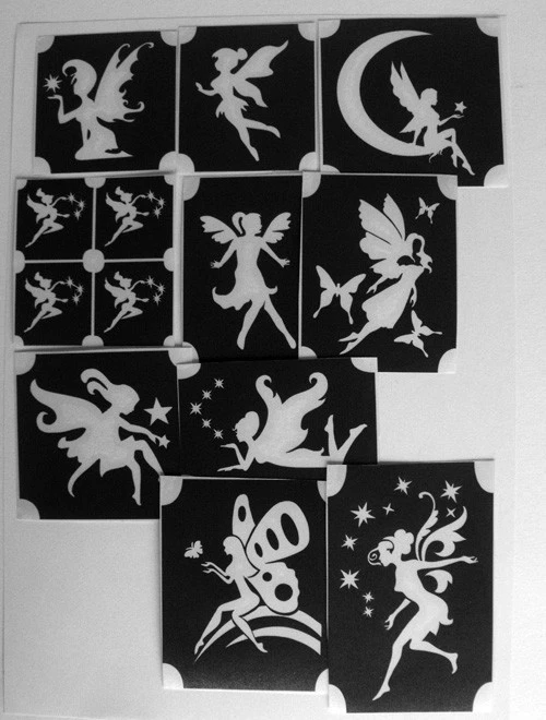 GLITTERTATTOO4YOU 10 different tattoo stencils glitter tattoo body jewelry fairy set3