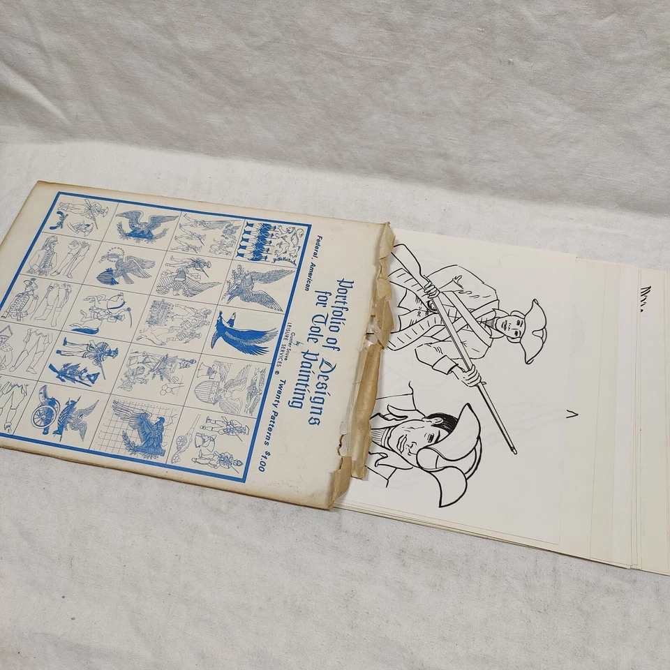 Rare 1940s Portfolio of Designs for Tole Painting 20 FEDERAL AMERICAN PATTERNS - Image 3 of 4