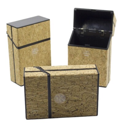 4Pack King Size Push-to-Open Plastic Cigarette Case Cube wooden Graphics Design