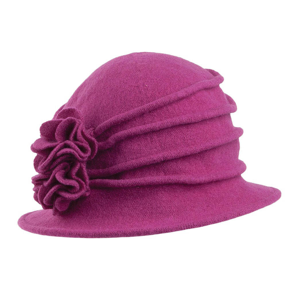 Scala Hats Grace Wool Cloche with Flower Berry UK
