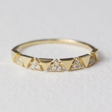 14K Solid Gold Diamond Unique Stacking Matching Wedding Engagement Ring Band