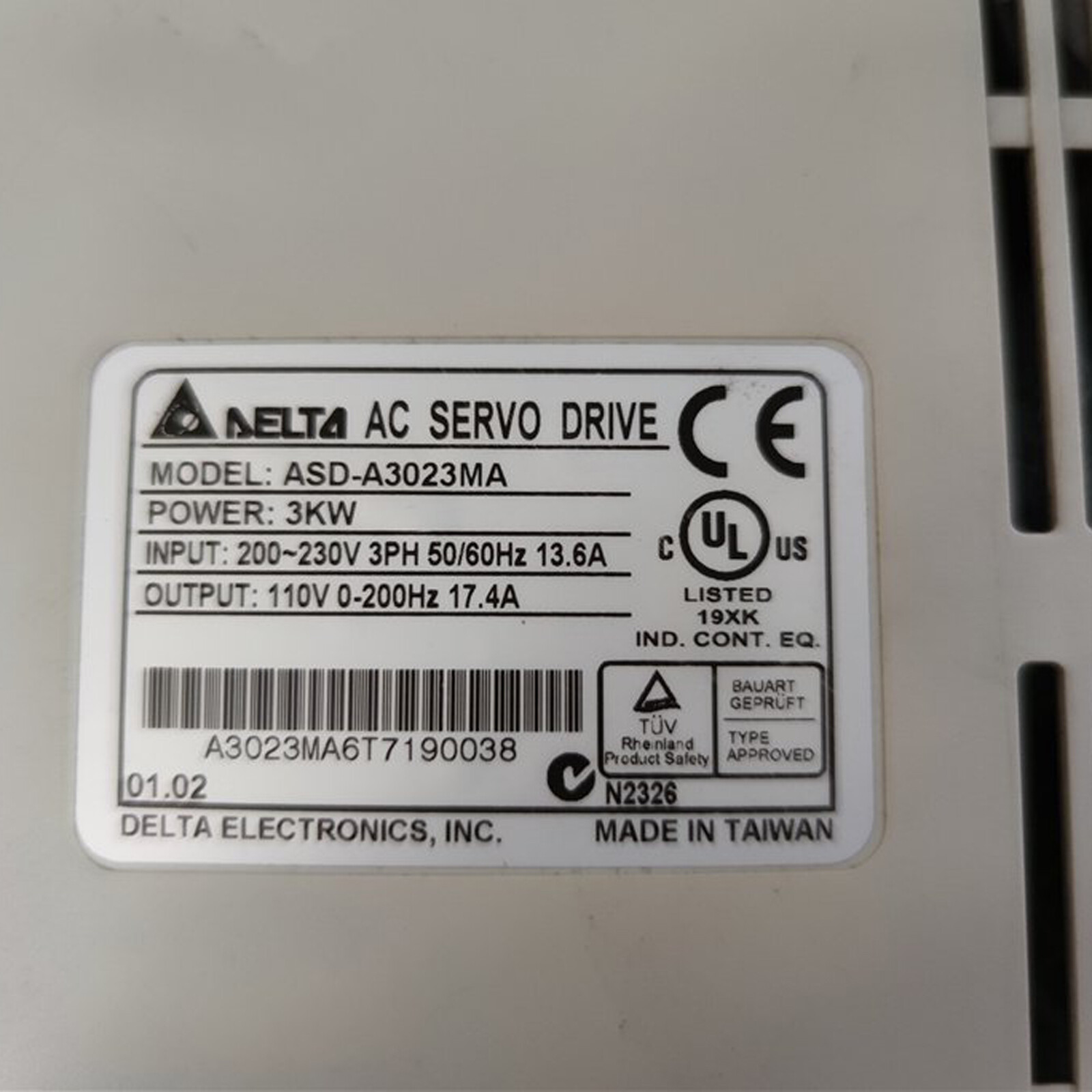 1PC USED DELTA ASD-A3023MA ASDA3023MA Servo Drive 3KW Expedited