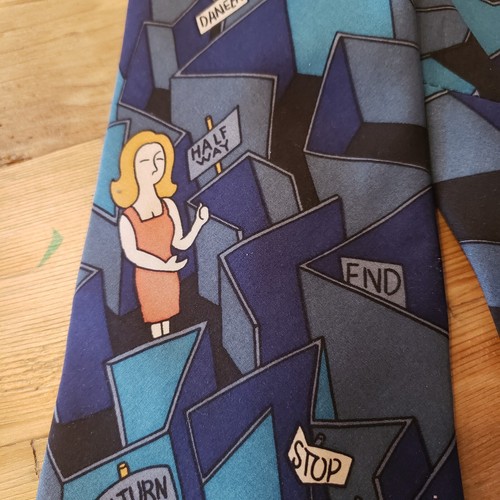 Beatles Day Tripper Necktie 100% Silk Designer Tie 1991 Apple Corps Maze Man - Picture 3 of 6