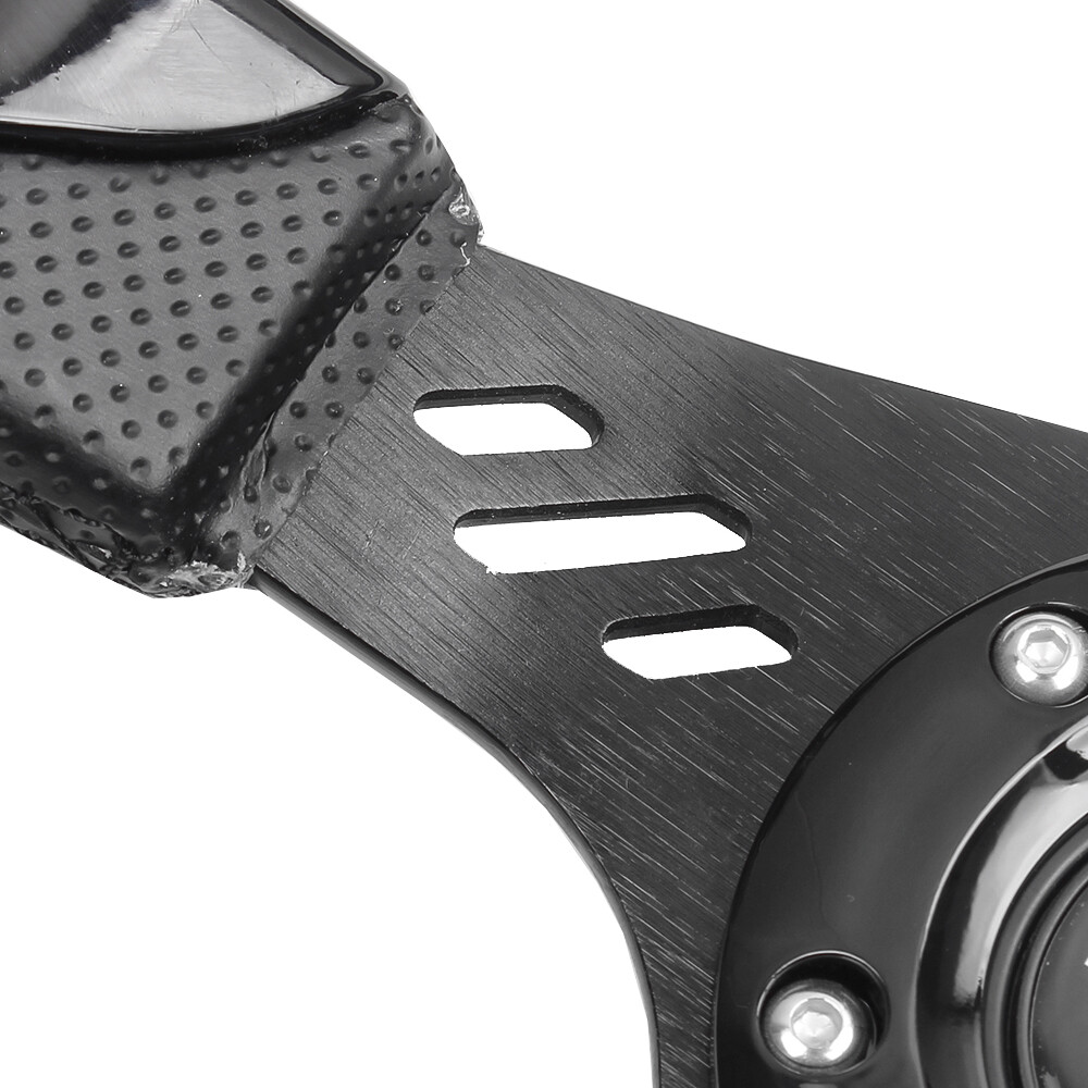 Black 13INCH Leather Racing Steering Wheel Drifting 6 Bolt Universal Flat Dish