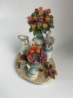 Vintage Teapot Teacup Fruit Basket Vase With Flowers Detailed Oval Candle Topper — photo 2