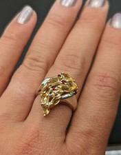 Sterling Silver Yellow Red Stone Citrine Garnet Gemstone Cluster Ring Size 7.5