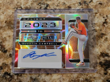 2022 Leaf Metal #ed 1/2 Justin Campbell AUTO, FLIGHT TO 2023 GIRAFFE AUTOGRAPH