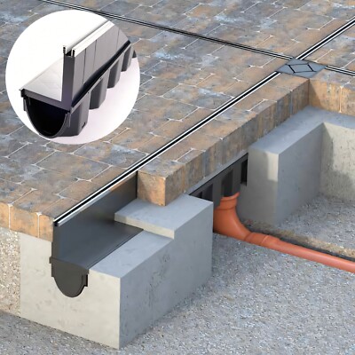 Schlitzrinne Entwässerungsrinne mit Alukante Terrassenrinne B125 Ablauf DN110