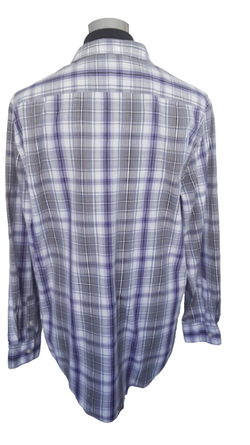 Just A Cheap Shirt Button Front Shirt Men's Size XXL Blue Plaid Cotton - Picture 3 of 12