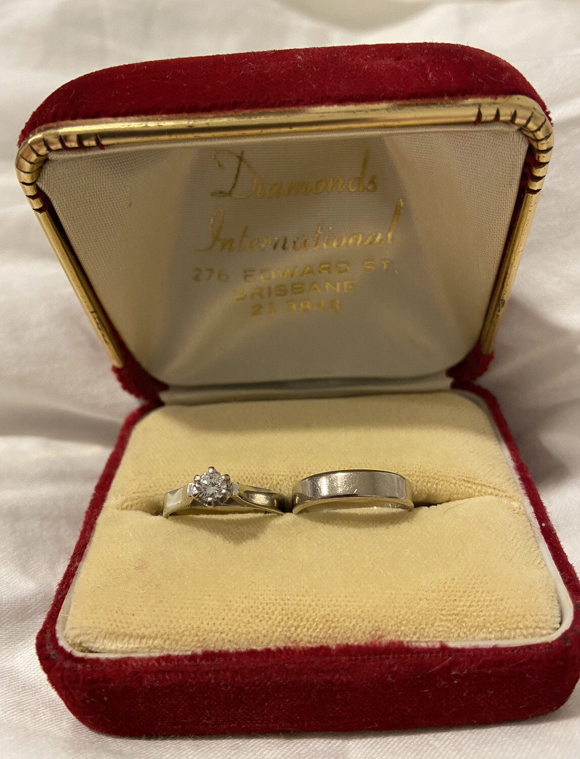 Antique 18ct White Gold Diamond Engagement Ring And Wedding Ring eBay