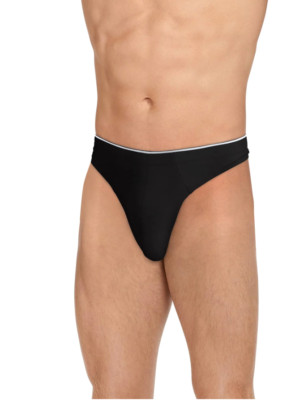 New JOCKEY Mens Black Casual Cotton Thong Stay cool Underwear sz L